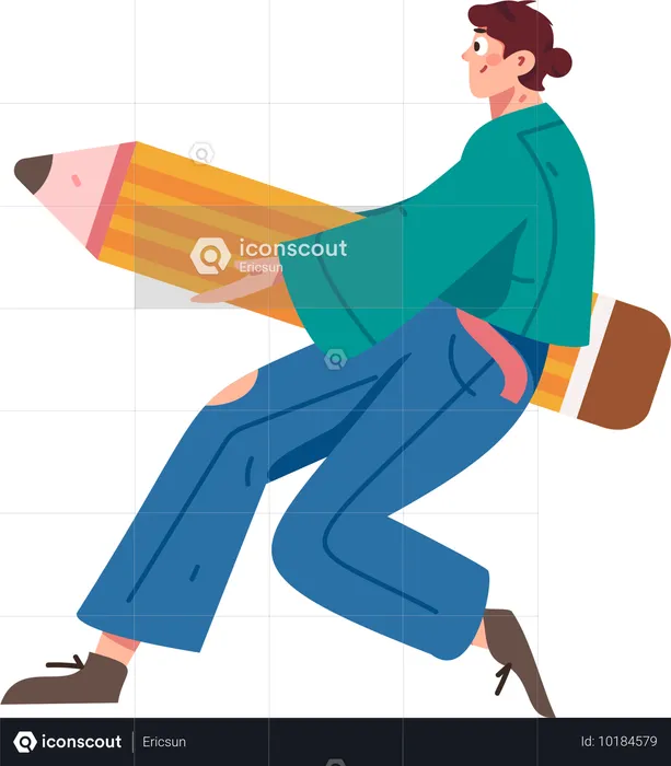 Homem segurando um lápis  Ilustração