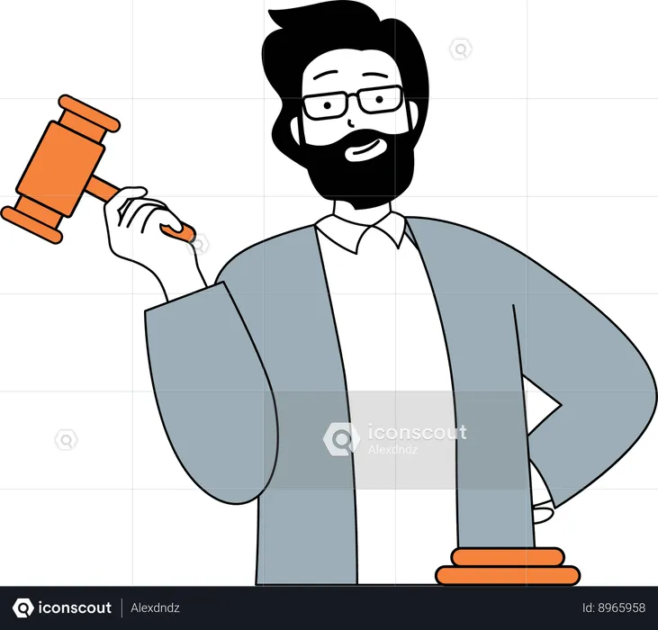 Homem segurando o martelo  Ilustração