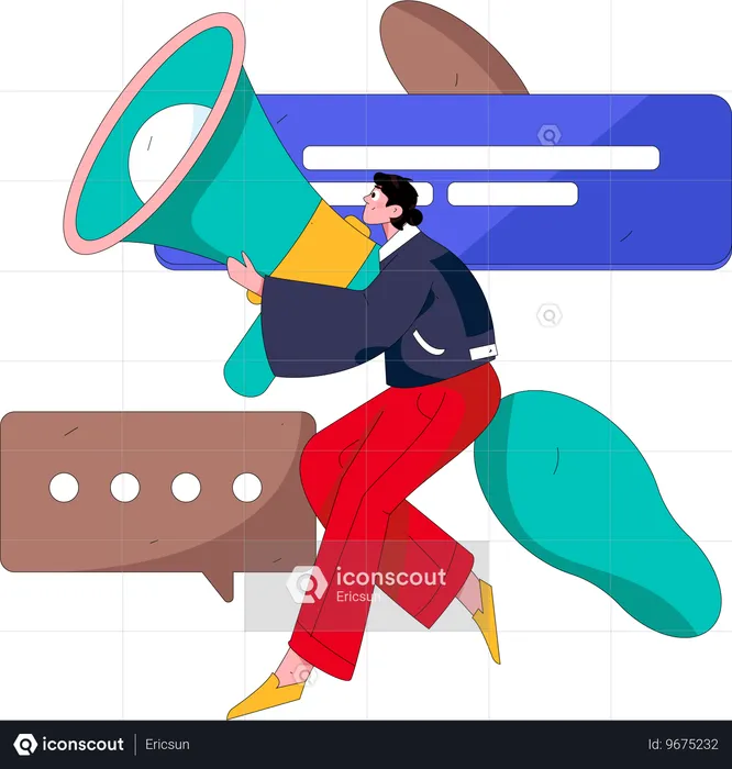 Homem segurando megafone  Ilustração