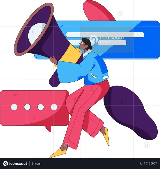 Homem segurando megafone  Ilustração