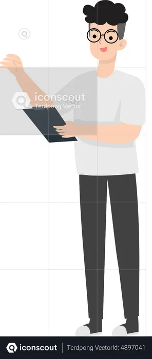 Homem segurando nota  Ilustração