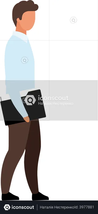 Homem segurando uma pasta de documentos  Ilustração