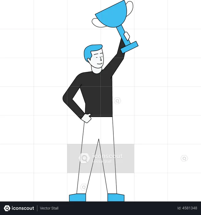 Homem segurando troféu  Ilustração