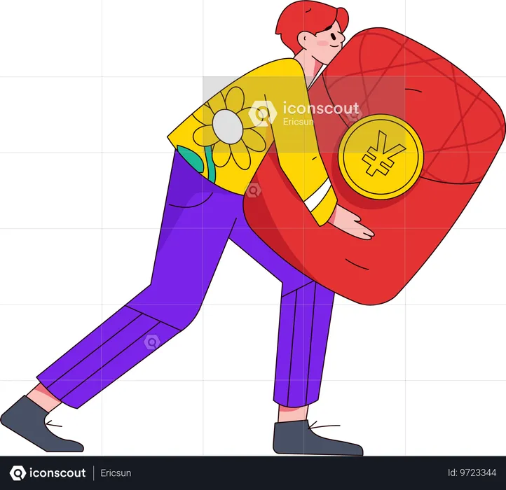 Homem segurando um envelope vermelho  Ilustração