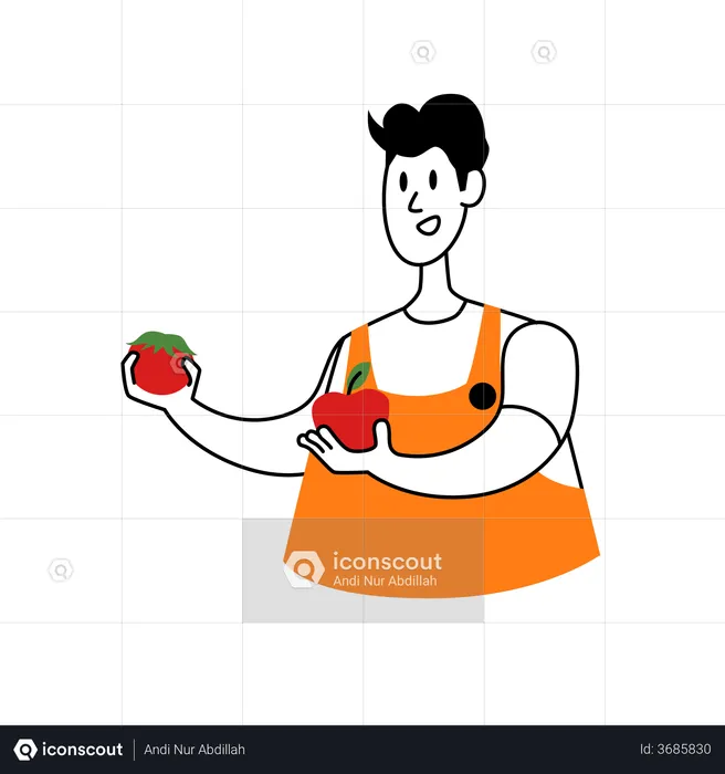 Homem selecionando comida  Ilustração