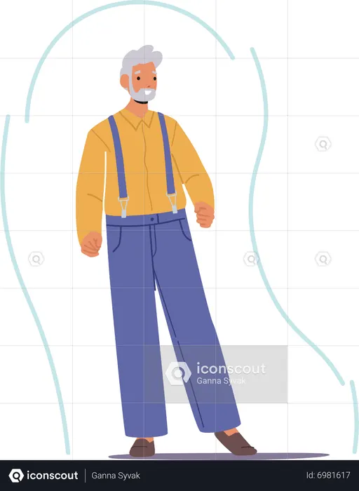 Homem sênior com imunidade forte  Ilustração