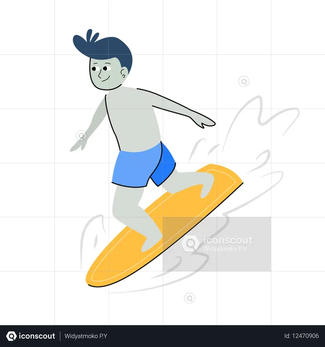 Homem surfando no oceano  Ilustração