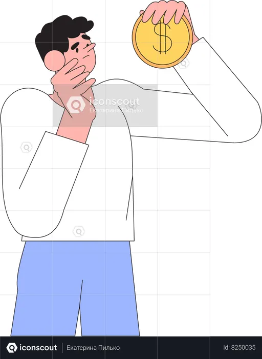 Homem tem problema com falta de dinheiro  Ilustração