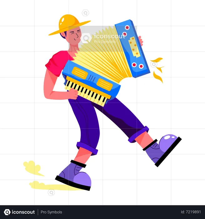 Homem tocando acordeão  Ilustração