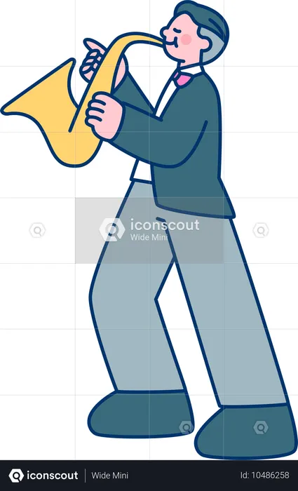 Homem tocando saxofone  Ilustração