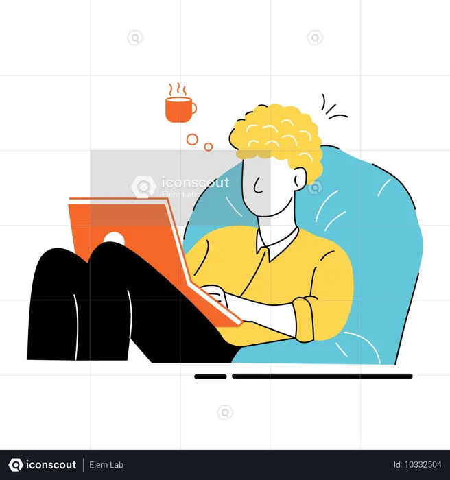 Homem trabalhando no laptop  Ilustração