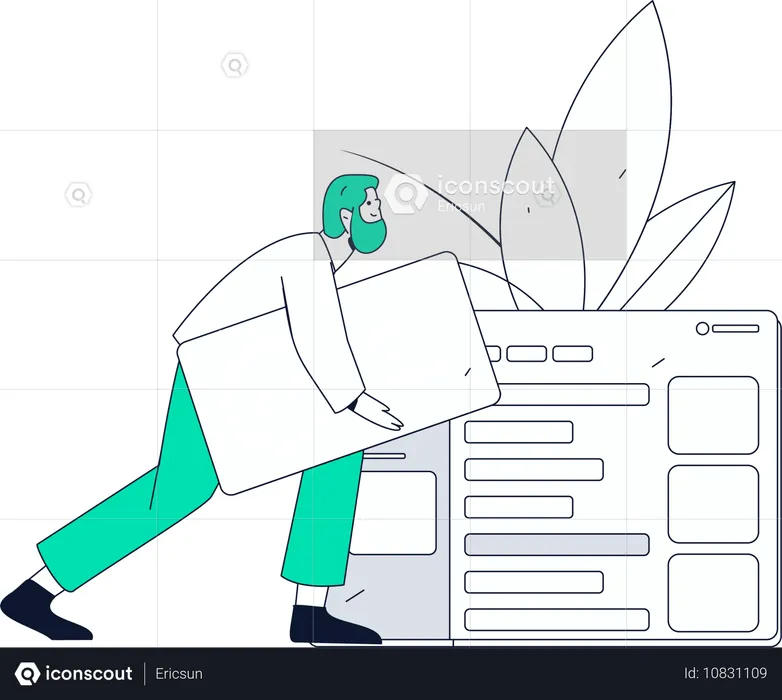 Homem trabalhando em web design  Ilustração