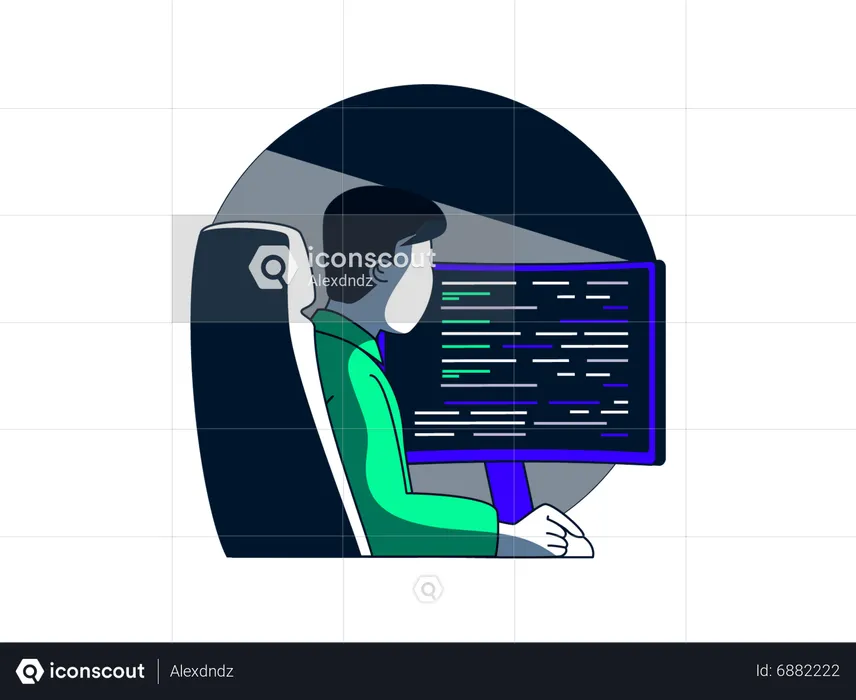 Homem trabalhando na codificação de sites  Ilustração