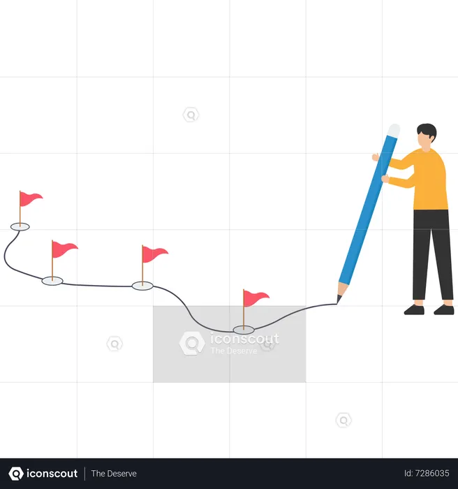 Homem trabalhando no fluxo de trabalho  Ilustração