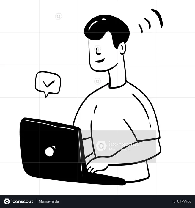 Homem trabalhando no laptop  Ilustração