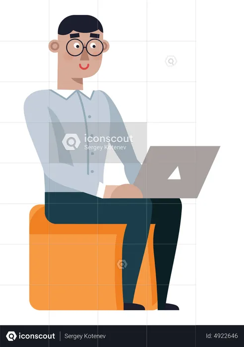 Homem trabalhando no laptop  Ilustração