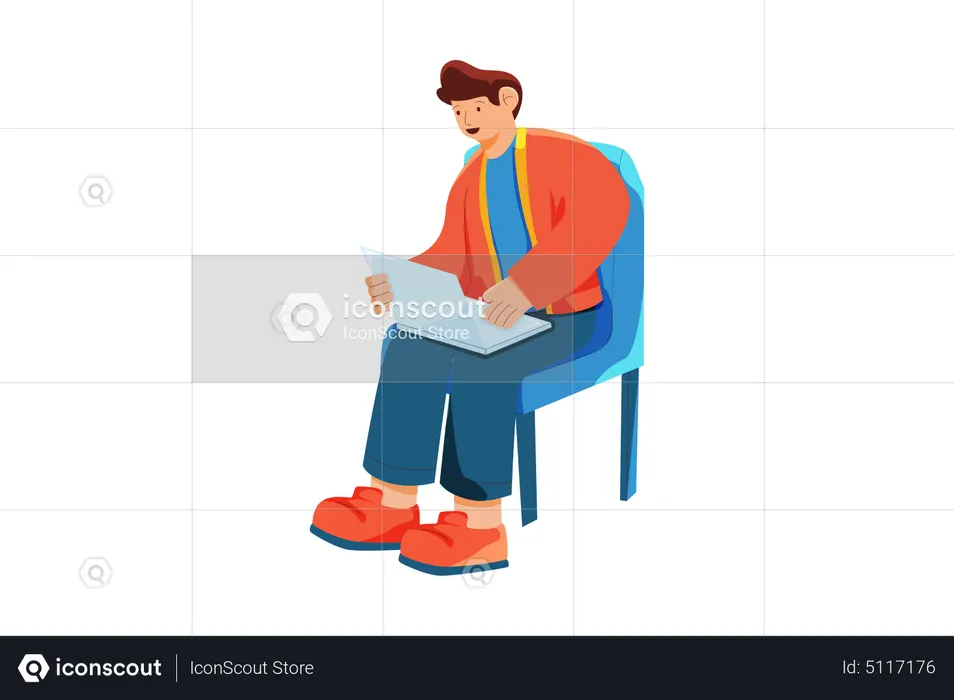 Homem usando assinatura on-line  Ilustração