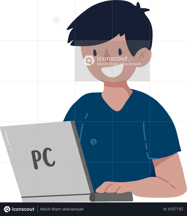 Homem usando laptop  Ilustração