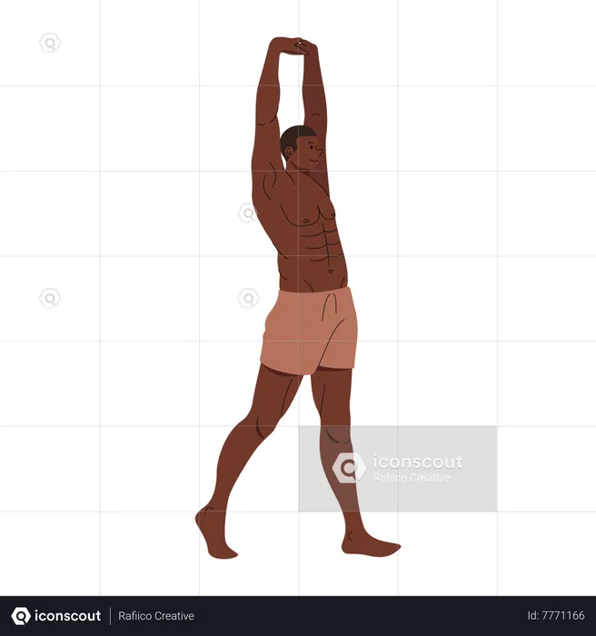 Homem vestindo shorts boxer alongamento  Ilustração