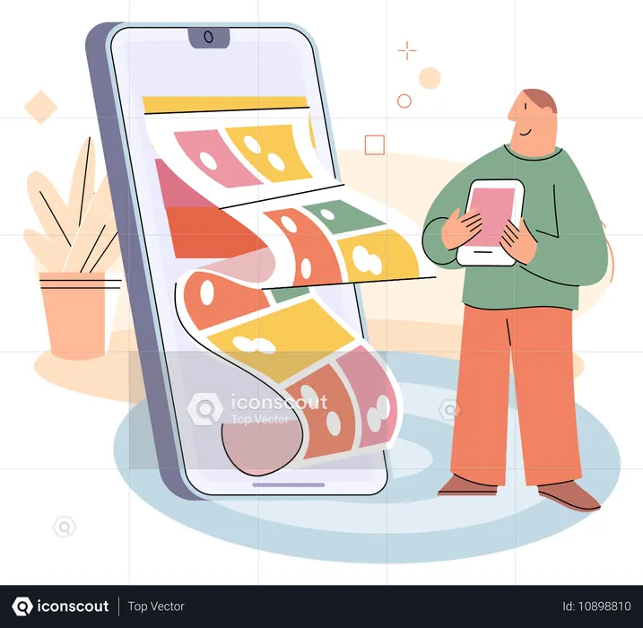 Homem usando smartphone  Ilustração