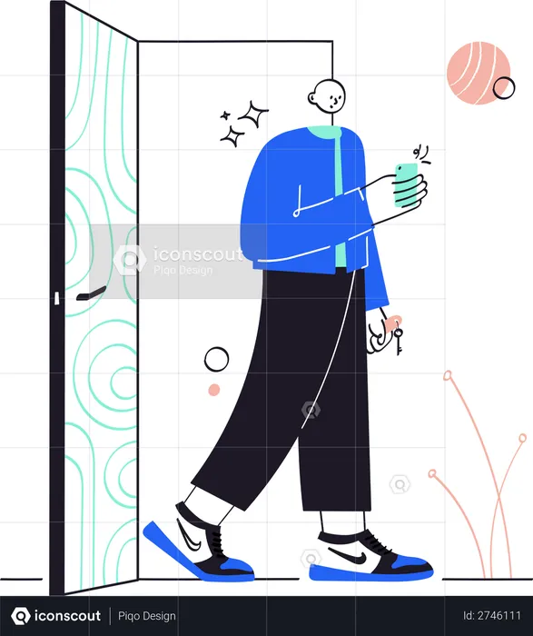 Homem usando telefone celular  Ilustração