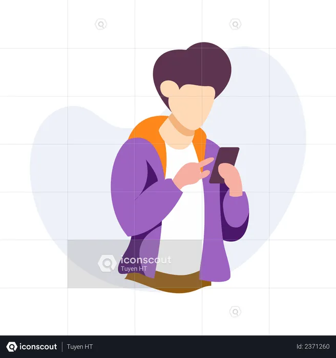 Homem usando telefone celular  Ilustração