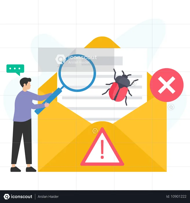 Homem verifica e-mail de spam  Ilustração