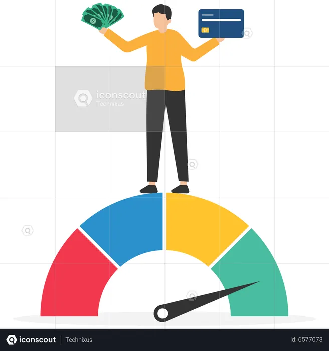 Homem verificando o desempenho do pagamento  Ilustração