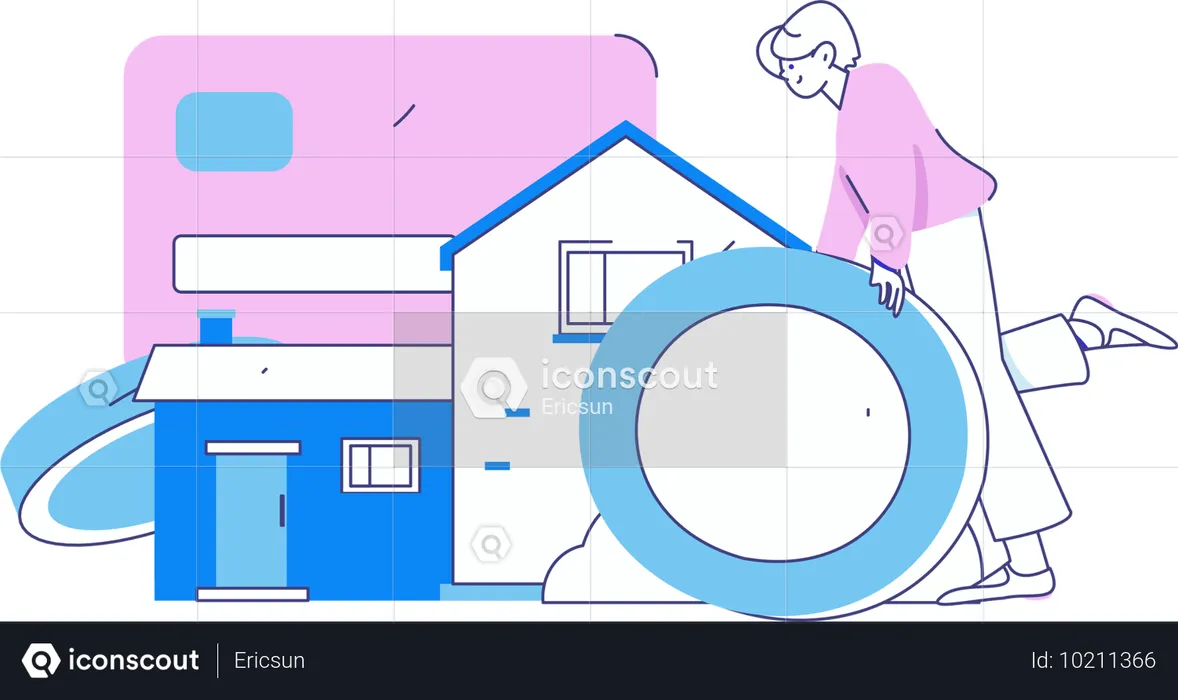 Homem verificando a taxa de propriedade  Ilustração