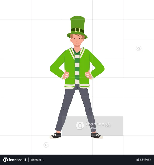 Homem vestido de verde para festa do Dia de São Patrício  Ilustração