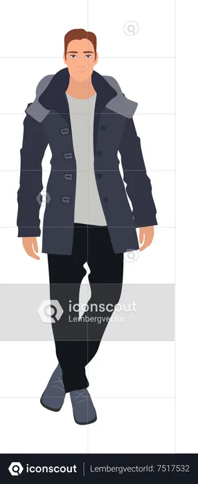 Homem vestindo roupas de inverno  Ilustração