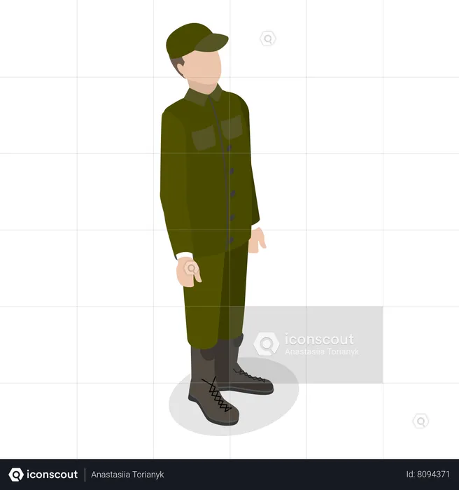 Homem vestindo uniforme de soldado russo  Ilustração