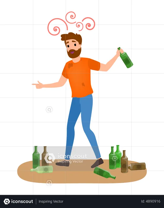 Homem viciado em álcool  Ilustração