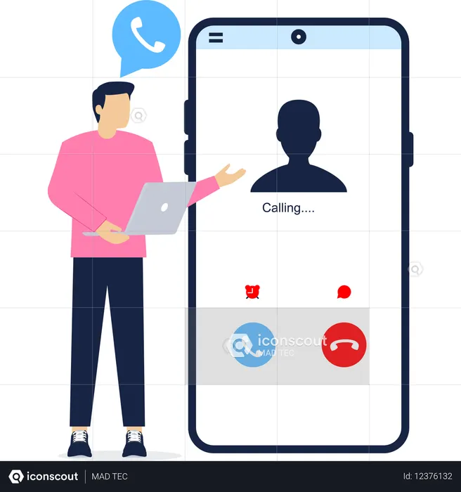 Homens recebem chamada no smartphone  Ilustração