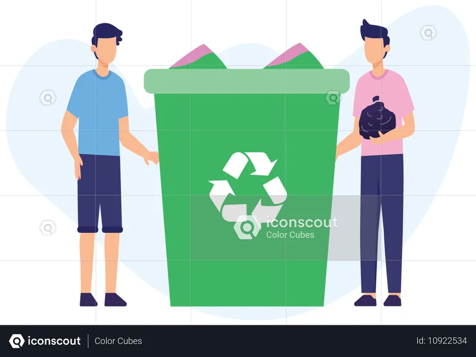 Homens reciclando juntos  Ilustração