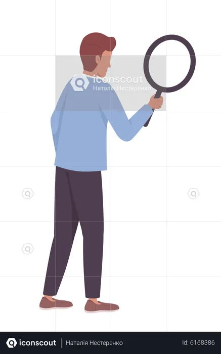 Homme avec une loupe  Illustration