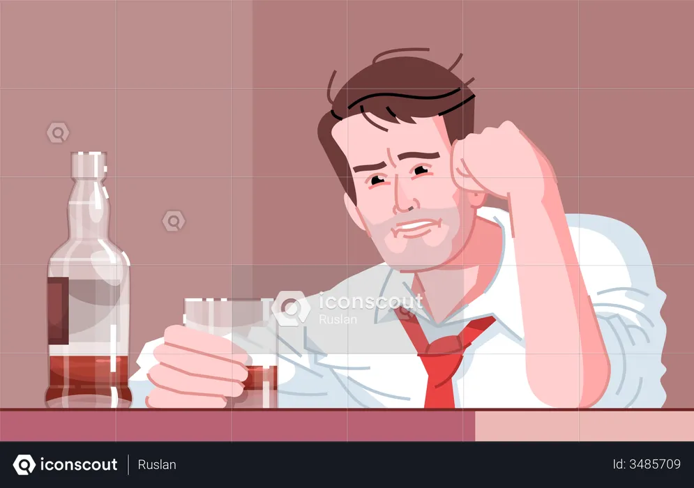 Homme alcoolique  Illustration