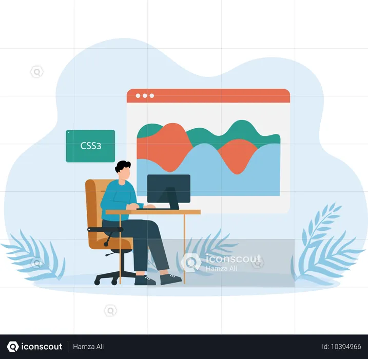 Homme analysant le graphique du marché  Illustration