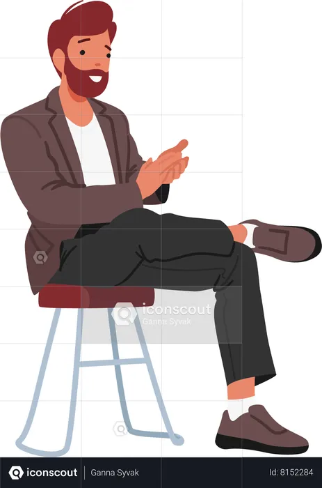 Homme Applaudissant Assis Sur Une Chaise  Illustration