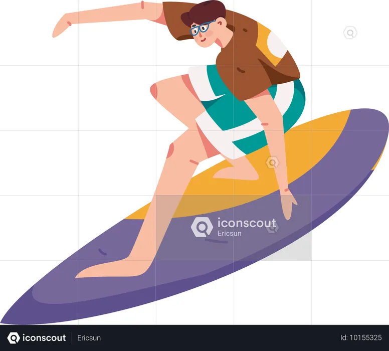 Un homme profite d'une activité de surf  Illustration