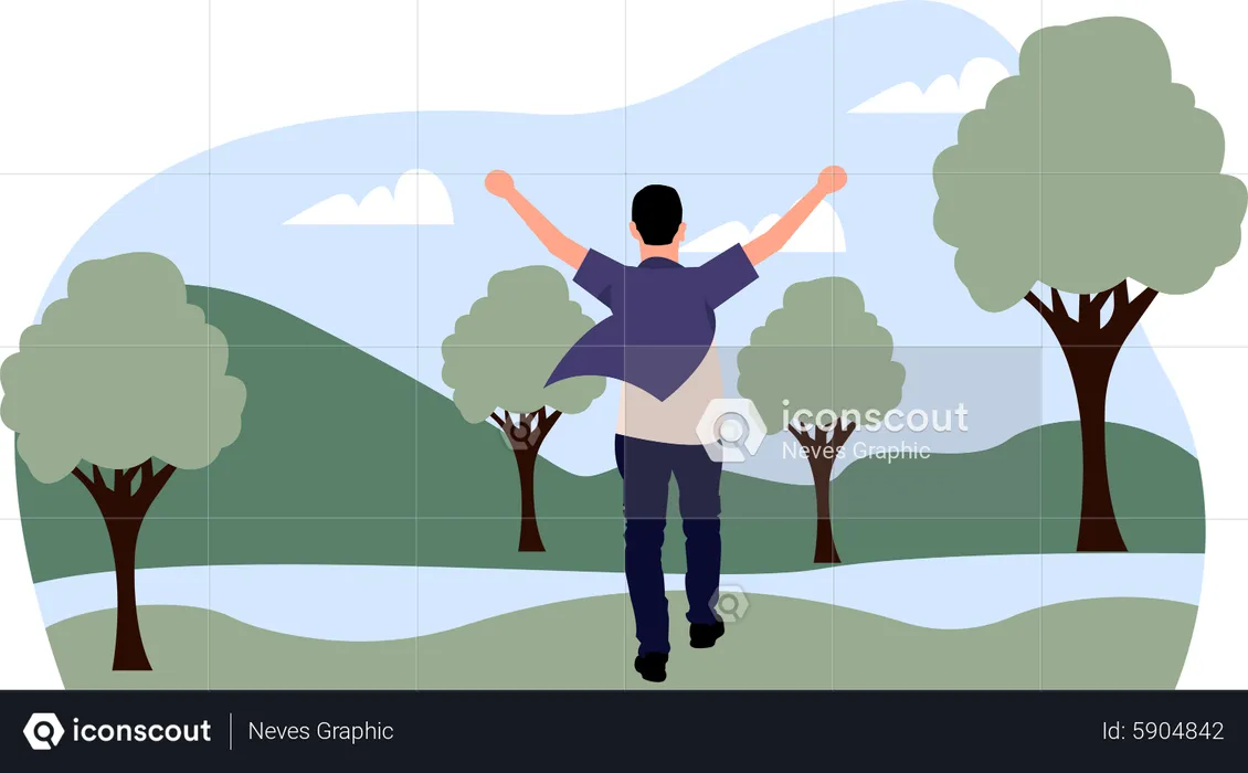 Homme appréciant la vue naturelle  Illustration