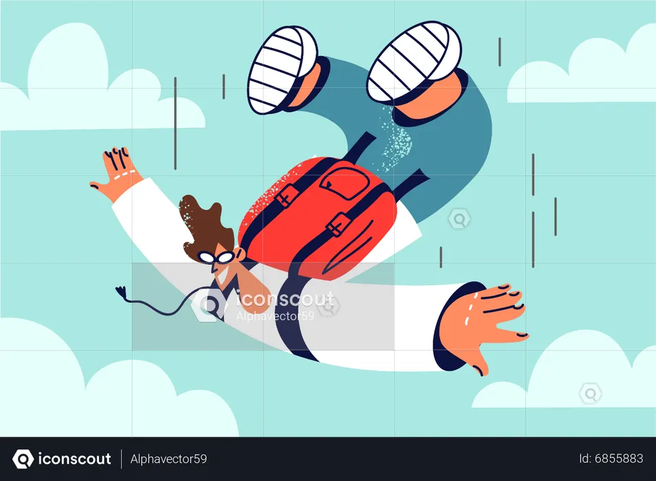Homme appréciant la conduite dans le ciel  Illustration