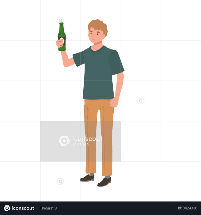 Homme appréciant la bière artisanale  Illustration