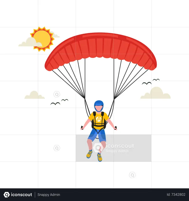 Homme appréciant une balade en parachute  Illustration
