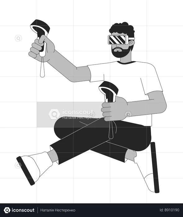 Homme appréciant les jeux VR  Illustration