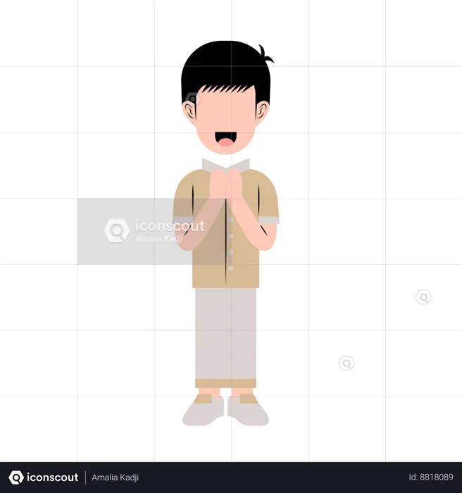 Homme arabe avec geste de voeux Eid  Illustration