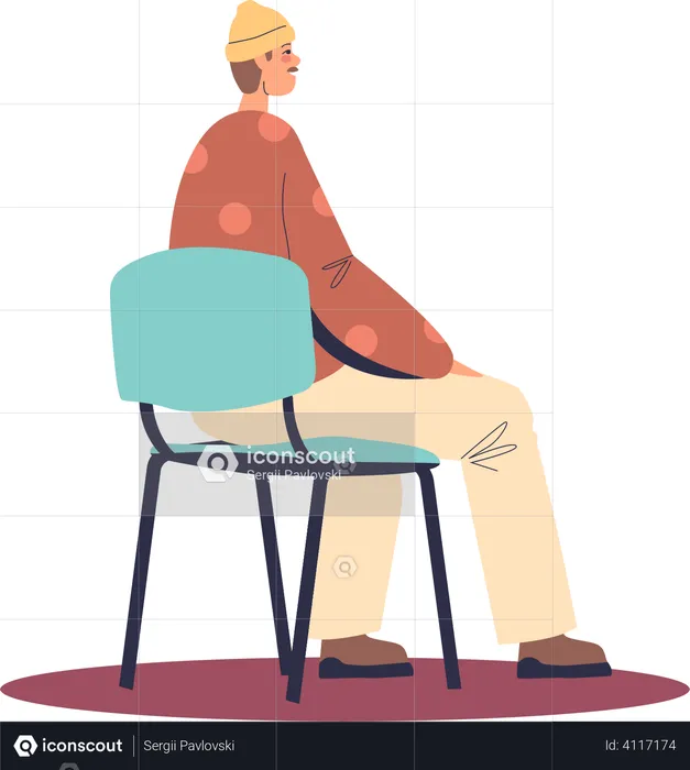 Homme assis sur une chaise  Illustration