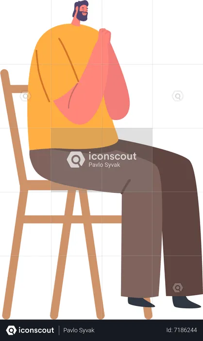 Homme assis sur une chaise et priant  Illustration