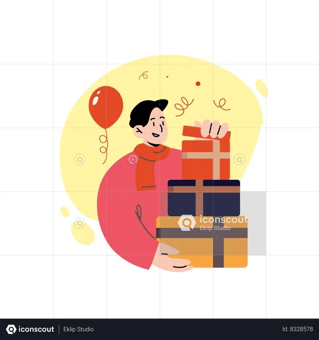 Homme avec cadeau  Illustration