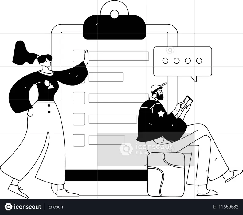 Homme avec commentaires clients  Illustration